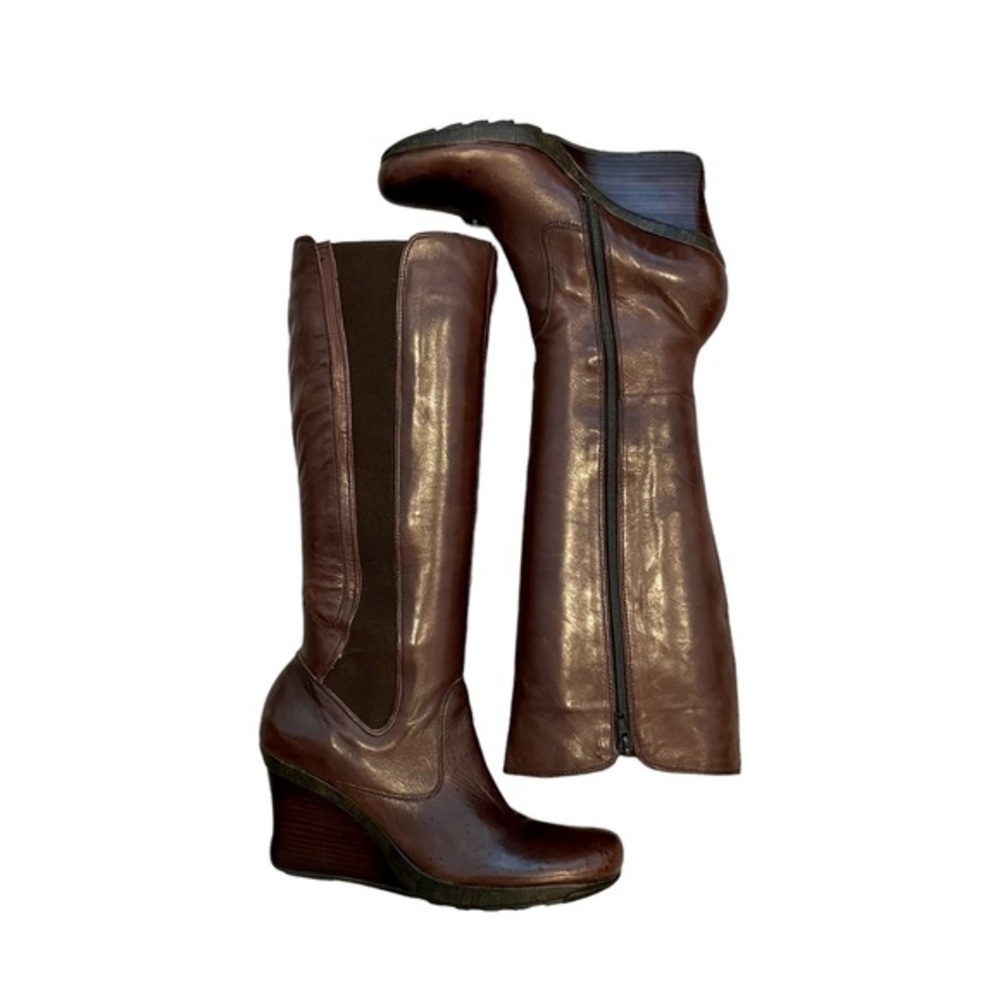Womens size 9.5 Kenneth Cole‎ Brown leather/Wedge/Heel/western/vintage/boho